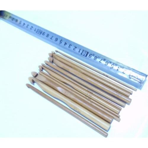 12pc/set 15cm 30 Set/pack Bamboo Crochet Hooks DIY Knitting Needle Tools Knitted Tool set