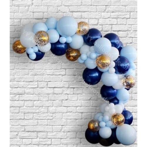 151pcs DIY Balloon Garland Blue Macaron Navy Blue White Latex Gold Confetti Mixed Wedding Birthday Baby Shower Party Decor