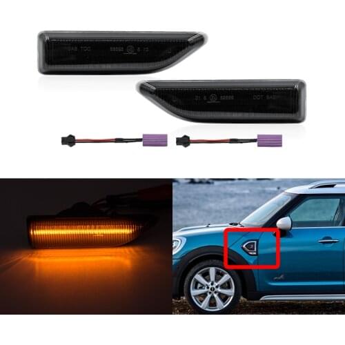 2PCs Smoked Lens Front Amber Led Side Marker Lights For MINI Countryman F60 2017 2018 2019 2020