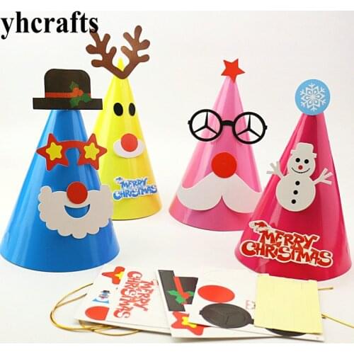 4PCS/LOT,4 design choose DIY Christmas cone hats Create your own Kindergarten crafts Early learning educational toys Adult DIY