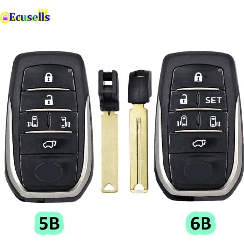 5/6 Buttons Smart Key Remote Fob Case Key Shell for TOYOTA Alphard Vellfire with TOY12 Small Key