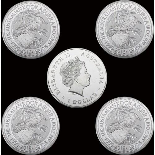 5PCS 1990-2015 The Australia Kookaburra Commemorative Elizabeth II Silver Coin Collectibles Gifts