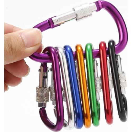 5pcs Aluminum Snap Carabiner D-Ring Key Chain Clip Keychain Hiking Mountaineering Hook Camping Accessories