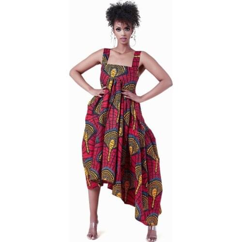 African Dresses for Women Summer 2021 New Arrival Sleeveless Printing Polyester Long Dress African Clothes