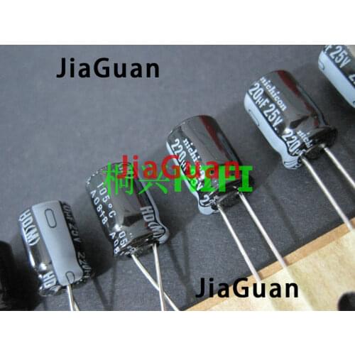 50PCS NEW NICHICON HD 25V220UF 8X11.5MM Aluminum electrolytic capacitor 220UF 25V high frequency low resistance 220uF/25V