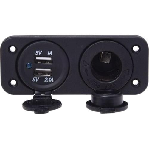 AU04 -Car Cigarette Lighter Socket Adapter Charger 2 USB Ports 12V For Car Auto Moto