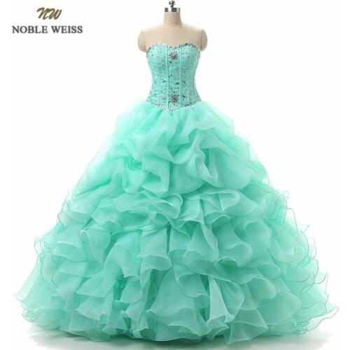 NOBLE WEISS Ball Gown Quinceanera Dresses for 15 years With Beaded Sweetheart Organza With Beads Crystal Sequined Formal dress