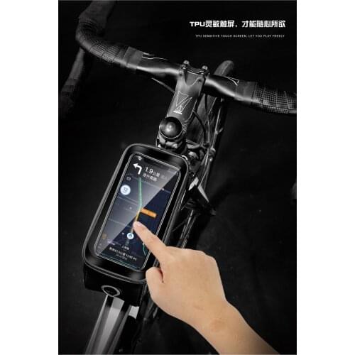 Black Hard Shell Bicycle Mountain Bike Front Beam Bag Waterproof Saddle Bag On The Touch Screen of the Phone Riding Equipment