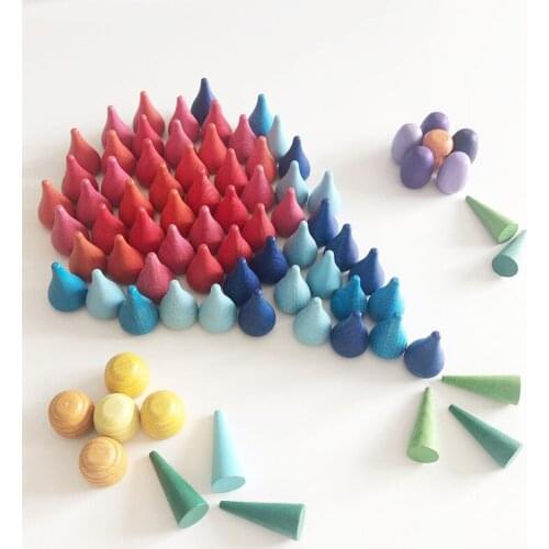 324pcs Children Wooden Rainbow Blocks Toy Montessori Mushrooms Honeycomb Droplets Building Blocks Kids Educational Gift Toys