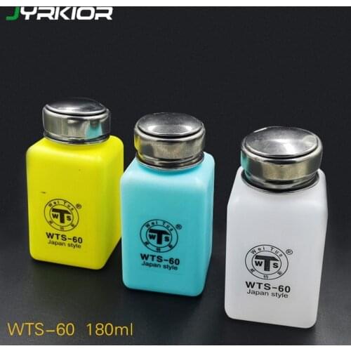 Jyrkior 180ML ESD Fluid Dispenser Plastic Alcohol Bottle Flux Liquid Bottle Press Pump for Soldering Iron Clean Tool