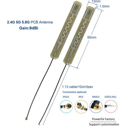High gain 8dbi PCB antenna Adhesive Dual band 2.4G 5G 5.8G Ipex Antenna wifi 10PCS / batch