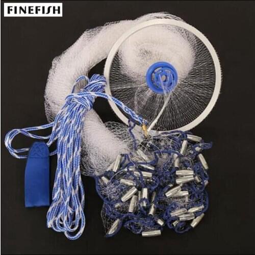 New White Brown cast net american style fly hand fishing net with ring outdoor sport easy throw small mesh catch fish network