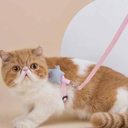 Cat Harness Cute Adjustable Harness Vest Soft Breathable Vest Walking Lead Leash For Small Medium Dog Cats Pet Easy Control