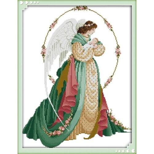 Angel mother and son Printed Cross Stitch Kit Home Decorative 11CT 14CT DMC Chinese Embroidery Needlework DIY Cross-stitch set