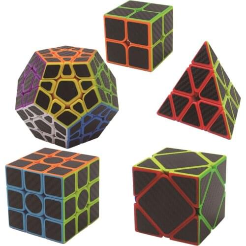 5Pcs Set Carbon Fiber Sticker Speed Cube 2x2 3x3 Strange Shape Cube Puzzle Toy Children Kids Gift Toy Youth Adult Instruction
