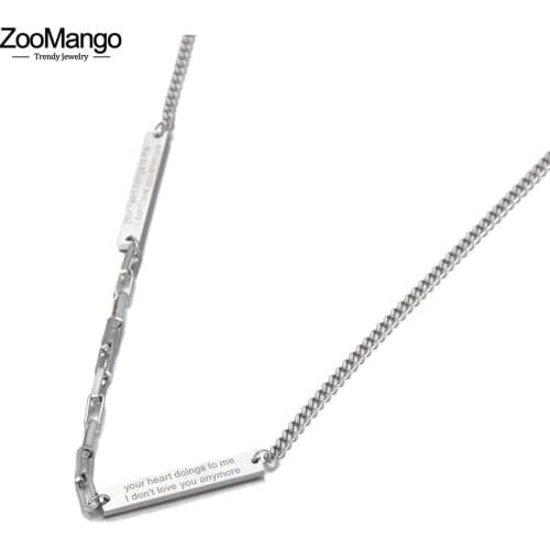 ZooMango Neo-Gothic Punk Style Charm Pendant Necklaces For Women Girls Fashion Stainless Steel Link Chain Necklace ZN20175