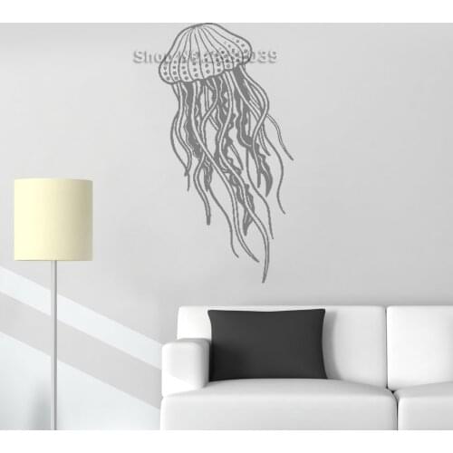 New Sea Themed Jellyfish Wall Decals Removable Vinyl Ocean Animal Wall Sticker Nursery Bathroom Decor Waterproof Wallpaper LC008