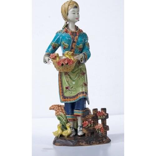 Painted porcelain classic lady ornament doll ceramic folk custom presents Chinese Style decoration