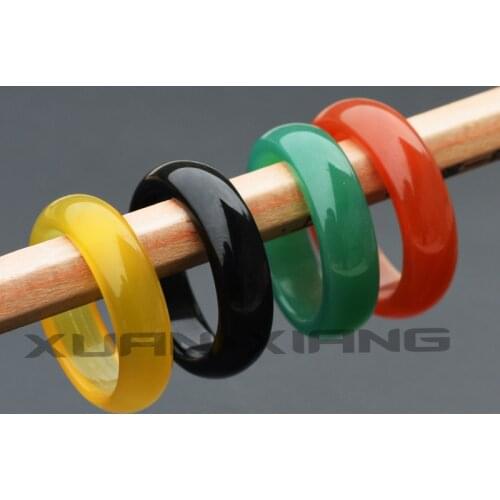 Drop Shipping Agate Ring Red Green White Black Chalcedony Ring Gift for Women Men Fine Jewerly Free Shipping
