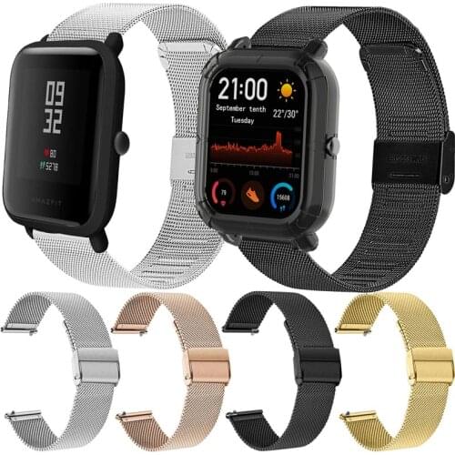 20mm/22mm Watchband Strap for Xiaomi Huami Amazfit Bip U/S Pace Lite Youth GTS 2 2e Milanese Smart Bracelet Bands Sport Correa