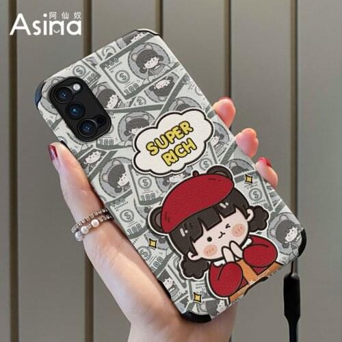 ASINA Imitation Lambskin Case For OPPO Reno 2 3 4 5 Pro Cute Cartoon Silicone Cover Bumper For Realme X7 Find X3 Lite Pro Fundas