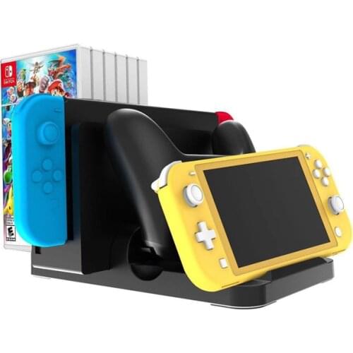 Vertical Stand Charger Station Charging Dock+6 Game Card Holders for Nintend Switch & NS-Switch Lite Console for Pro Controller