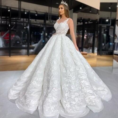 2020 Vintage Sleeveless Wedding Dresses Ball Gown Ruffles Lace Appliques Vestido De Noiva Custom Made Bridal Dress