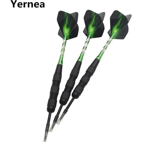 Yernea New Darts 3Pcs High-quality Hard Darts 20g Professinal Indoor Sports Entertainment Steel Pointed Dart Green Shafts Flight