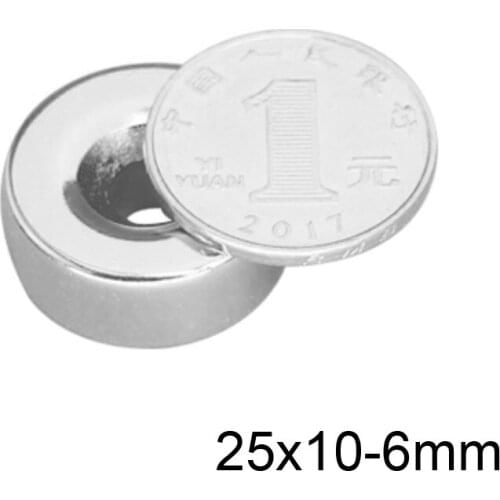 1/2/5/10/20/50pcs 25x10-6 mm Neodymium Magnet Disc 25*10 mm Hole 6mm Circle Magnets 25X10-6mm Round Countersunk Magnetic 25*10-6