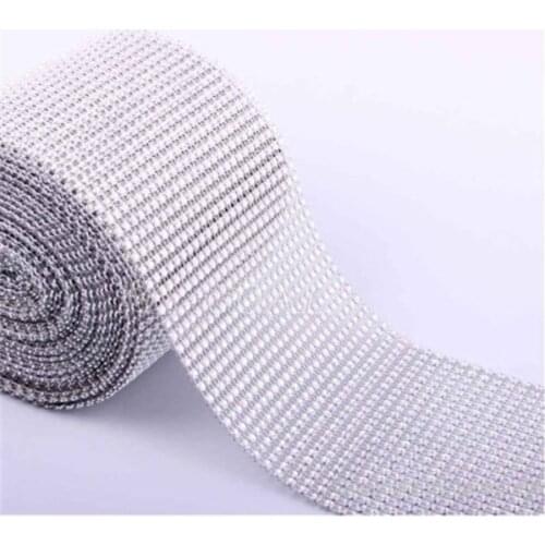10Yards 24 Rows Gold Silver Black diamond mesh christmas rhinestone Crystal Ribbon party decoration wedding accessories