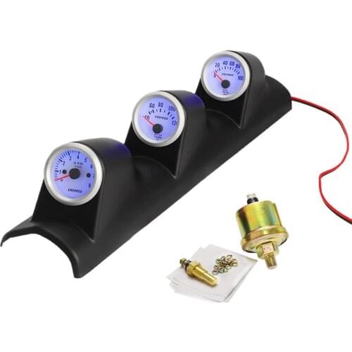 12V Universal 3 in 1 52MM Car Auto Tachometer RPM+ Water Temp Gauge +Oil Press Pressure Gauge