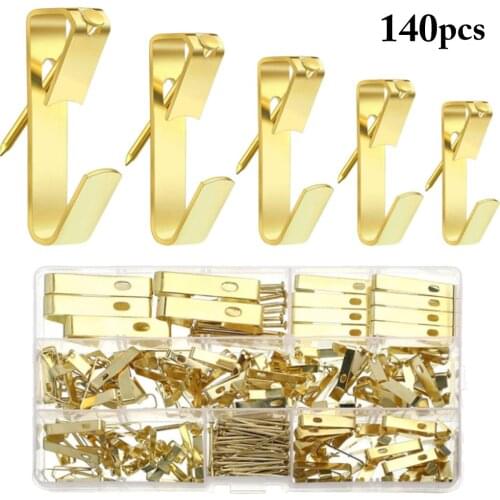 140pcs Easy Install Heavy Duty Professional With Nails Picture Hanger Kit Wooden Drywall Metal Photo Frame Hook Hanging Hardware