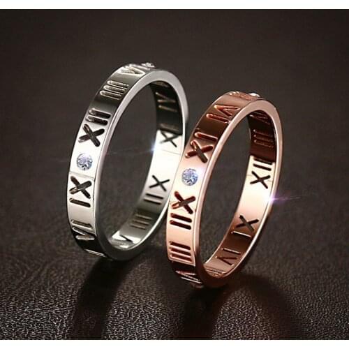 3mm Thin Women Rings Hollow Roman Numeral with AAA CZ Stongs Band Elegant Chic Lady Party Ring