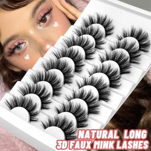 3D Mink Lashes 5/8 Pairs Natural False Eyelashes Fluffy Soft Wispy Volume Dramatic Long Cross Eyelash Extension Makeup