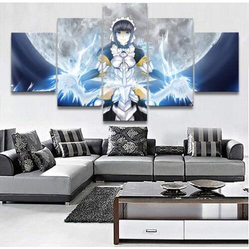 5 Piece Wall Art Canvas Anime Manga Fighting Maid Figure Pictures And Posters Home Modern Bedroom Decoration Wall Paintings
