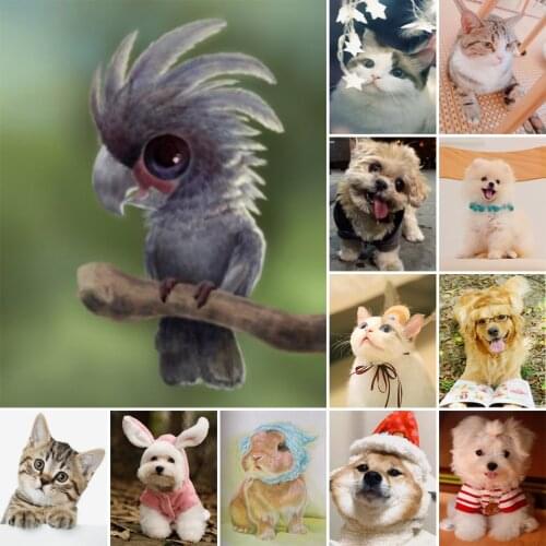 5D DIY Diamond Painting Cute Pet Animal Rhinestone Picture Full Square Full Diamond Embroidery Mosaic Gift Home Decoration Kit