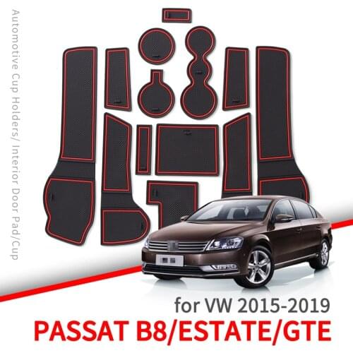 ZUNDUO Anti-Slip Gate Slot Mat for VW Passat B8 2015 ~ 2019 Volkswagen Variant Alltrack GTE GT Estate Accessories Cup Coaster