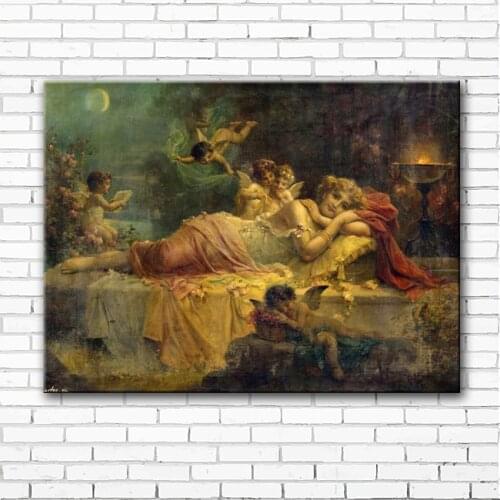 Free shipping classical baby angels sleeping beauty canvas printings oil painting printed on canvas wall art decoration picture