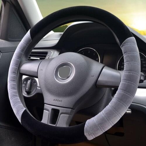 Auto Steering Wheel Cover 38cm Winter plush Heated velvet Soft Steering Cover Automotive car Accessories For Kia toyota audi