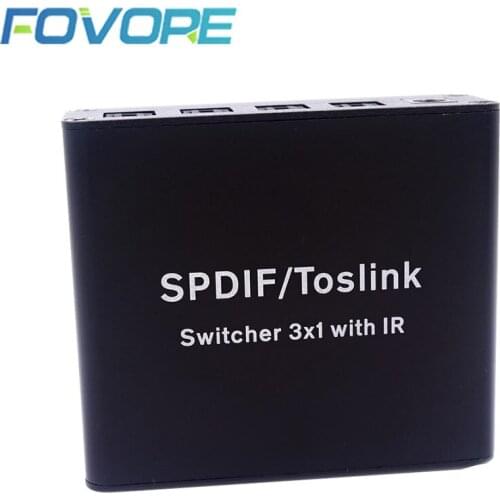 Digital audio optical switch 3 in 1 out SPDIF fiber 3x1 with remote control