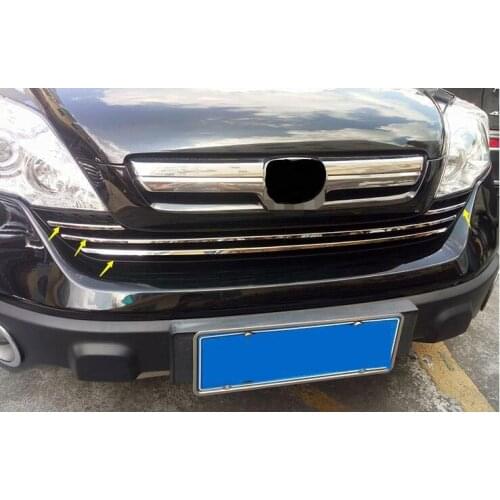 For Honda CRV 2007 2008 - 2011 Steel Chrome Front Grille Stripe Cover Trim 4pcs Auto parts Car modification