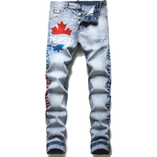 European New Dsquared2 Brand Jeans Men Slim Jeans Pants Mens Denim Trousers Blue hole Pencil Pants jeans for Men D2