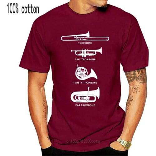 Funny Types Of Trombone Marching Band T Shirt Gift Create Basic Unique Pictures O Neck Cotton Summer Style Shirt