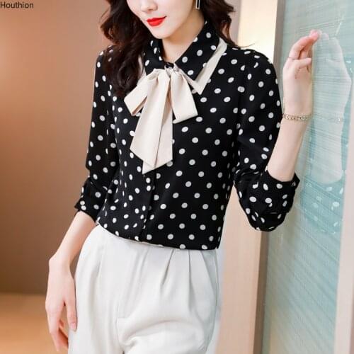 Блузки в горошек Houthion China At AliExpress