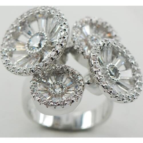 White Crystal Zircon 925 Sterling Silver Ring Size 6 7 8 9 10 A22