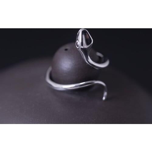 925 Silver Simple Creative Design Snake Ring Men And Women Fashion Personality Animal Ring Jewelry Adjustable Size