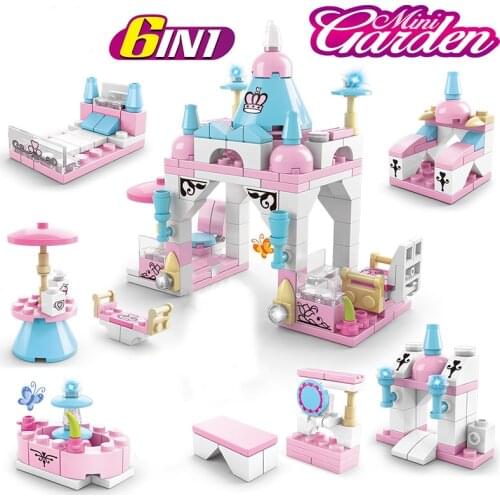 131PCS 6 IN 1 Building Blocks Childrens Girl Amusement Park DIY Figures Bricks for Children Adventure Role Playing Game