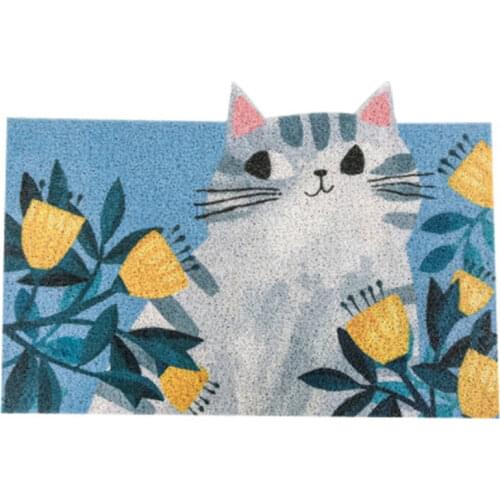 Cat Cartoon Sand Scraping Dust Door Welcome Mat Hallway Bath Non-slip Rug Dust Removal Carpet Wire Loop Footpad Doormat