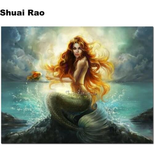 Diamond embroidery cartoon Mermaid full square diamond painting patterns cute fairy 5d diy hand puzzle wall stickers decoration