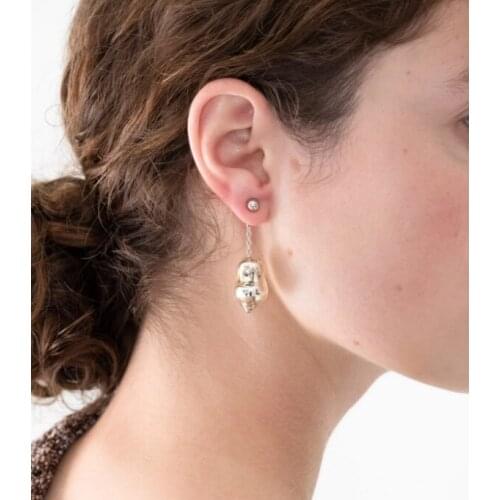 Brass Asymmetric Geo Statement Stud Earrings Gothic Punk Party Gown T Show Runway Rare Gothic Korean Japan France INS